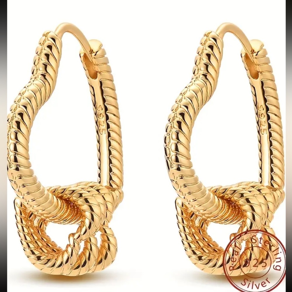 Sterling Silver With 10k Gold Plating Heart Dangle Earrings